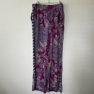 Kobi Halperin Wide Leg Palazzo Pant XL Purple Paisley Resort Viscose Pull On